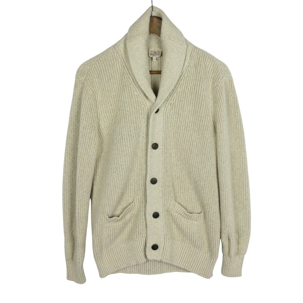 Faherty Mens Shawl Collar Neck Cotton Cashmere Blend Cardigan Large Marl…